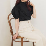 バックリボンフリルブラウス