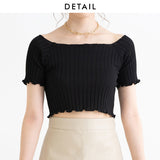 【メール便】リブニット短丈トップス