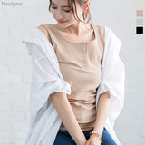 【メール便】ヘンリーネックリブタンクトップ