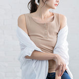 【メール便】ヘンリーネックリブタンクトップ