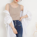 【メール便】ヘンリーネックリブタンクトップ