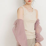 【メール便】ヘンリーネックリブタンクトップ