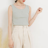 【メール便】ヘンリーネックリブタンクトップ