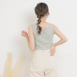 【メール便】ヘンリーネックリブタンクトップ