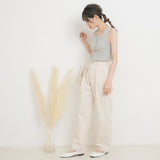 【メール便】ヘンリーネックリブタンクトップ