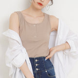 【メール便】ヘンリーネックリブタンクトップ