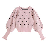 ハートボリューム袖ニットトップス