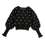 ハートボリューム袖ニットトップス