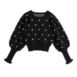 ハートボリューム袖ニットトップス