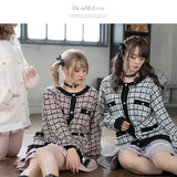 ツイード柄チュニックニットカーディガン