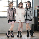 ツイード柄チュニックニットカーディガン