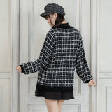 ツイード柄チュニックニットカーディガン