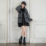 ツイード柄チュニックニットカーディガン