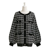 ツイード柄チュニックニットカーディガン