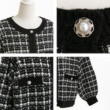 ツイード柄チュニックニットカーディガン