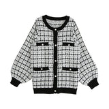 ツイード柄チュニックニットカーディガン