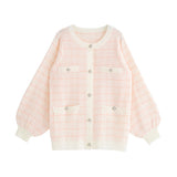 ツイード柄チュニックニットカーディガン