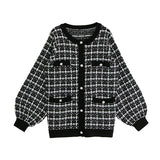 ツイード柄チュニックニットカーディガン