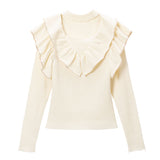 チョーカーフリルニットトップス