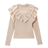 チョーカーフリルニットトップス