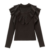 チョーカーフリルニットトップス