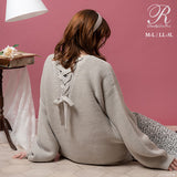 バックレースアップチュニックカーディガン【ニット】