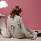 バックレースアップチュニックカーディガン【ニット】