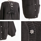 バックレースアップチュニックカーディガン【ニット】