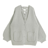 バックレースアップチュニックカーディガン【ニット】