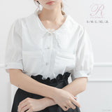 【メール便】刺繍襟胸ポケットブラウス