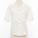 【メール便】刺繍襟胸ポケットブラウス