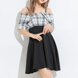 オフショルシャツフレアワンピース