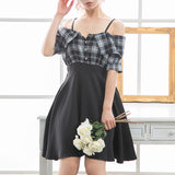 オフショルシャツフレアワンピース