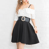 オフショルシャツフレアワンピース