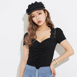 【メール便】レース切り替えカットソートップス