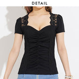 【メール便】レース切り替えカットソートップス