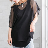 インナー付メッシュシアートップス