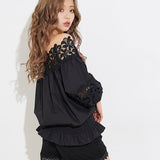 【大きいサイズ】フラワーレースオフショルブラウス