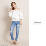 【大きいサイズ】フラワーレースオフショルブラウス