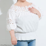 【大きいサイズ】フラワーレースオフショルブラウス