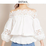 【大きいサイズ】フラワーレースオフショルブラウス