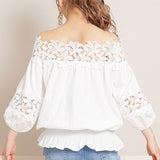 【大きいサイズ】フラワーレースオフショルブラウス