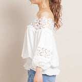 【大きいサイズ】フラワーレースオフショルブラウス