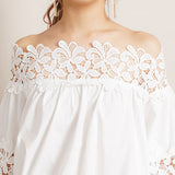 【大きいサイズ】フラワーレースオフショルブラウス