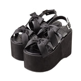 ダブルクロスリボン厚底サンダル