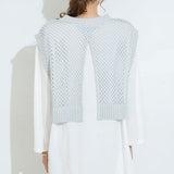 バックスリットメッシュトップス【ニット】