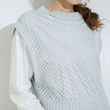 バックスリットメッシュトップス【ニット】