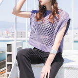 バックスリットメッシュトップス【ニット】