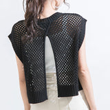 バックスリットメッシュトップス【ニット】