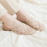 チュールレース2cmローヒールミュールサンダル